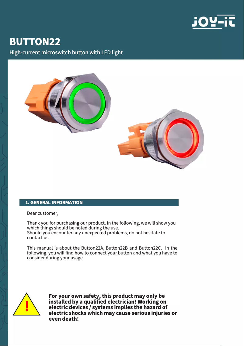 Image de la première page du manuel de l'appareil BUTTON22