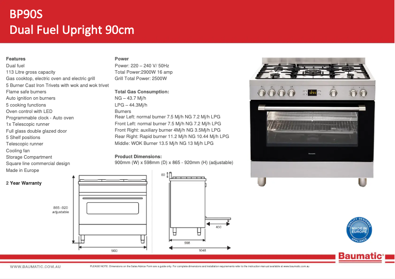 Page 1 of the manual User Manual Baumatic BP90S