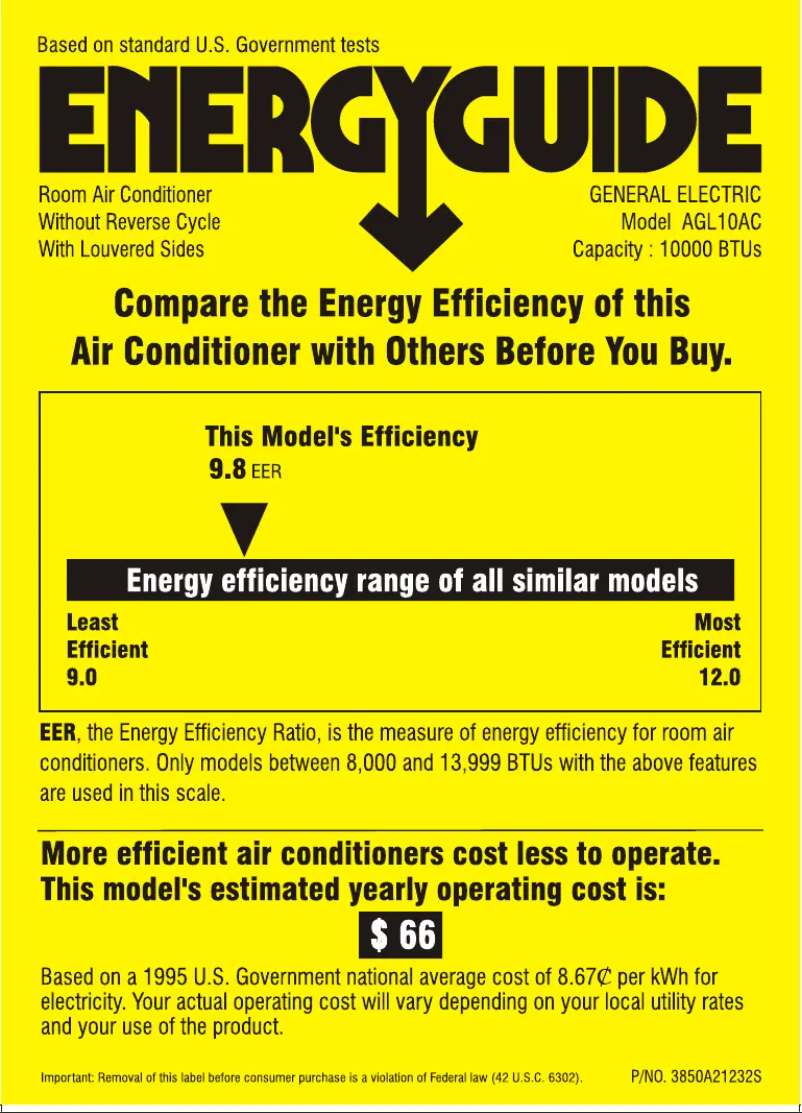 First page image of the manual for AGL10AC