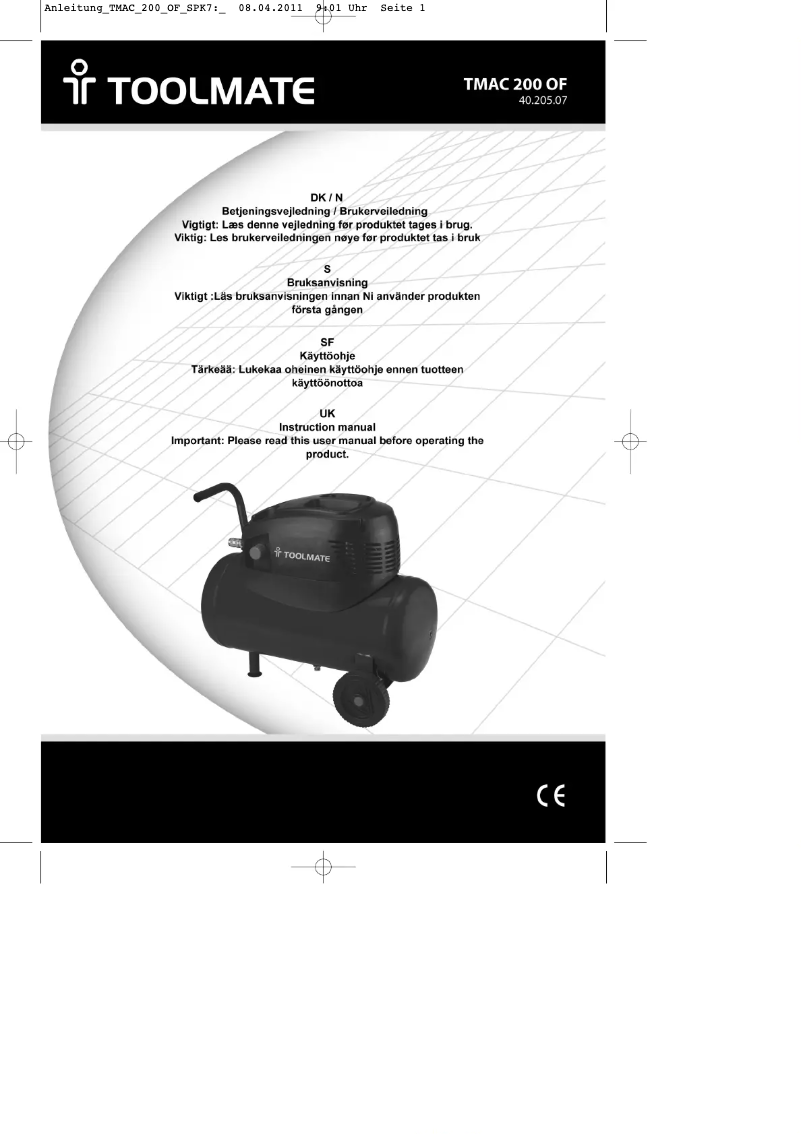 First page image of the manual for TMAC 200 OF