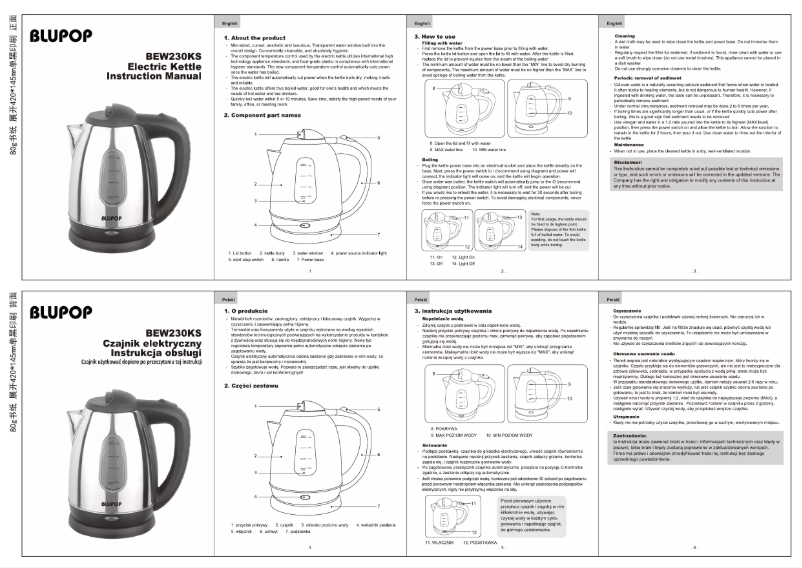 Page 1 of the manual User Manual Blupop BEW230KS