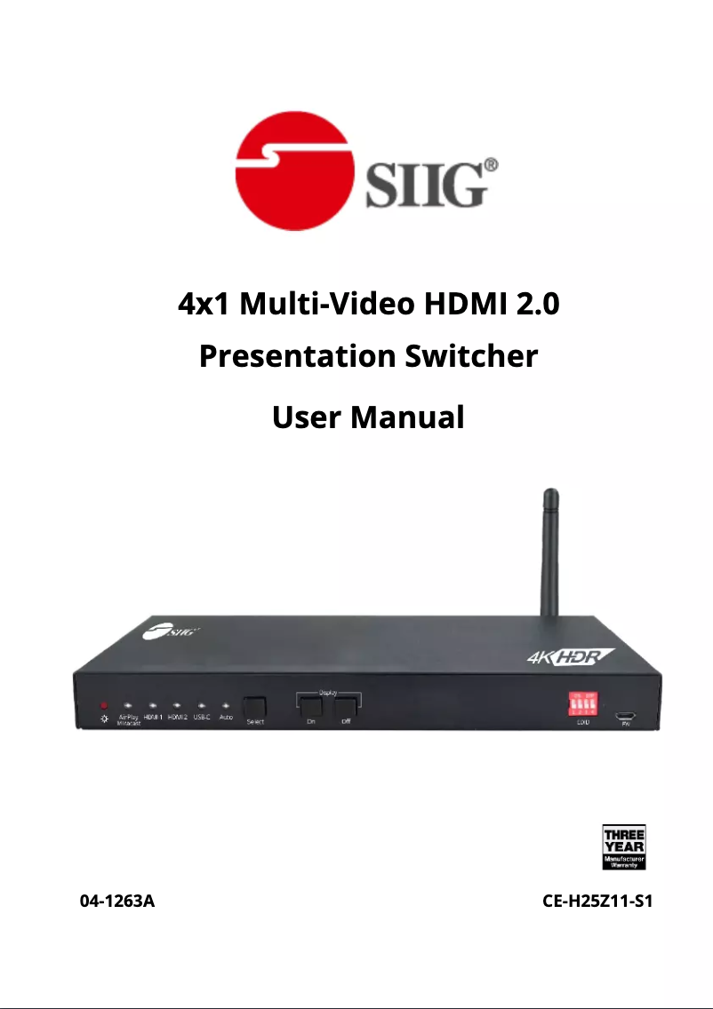 Page 1 of the manual User Manual Siig CE-H25Z11-S1