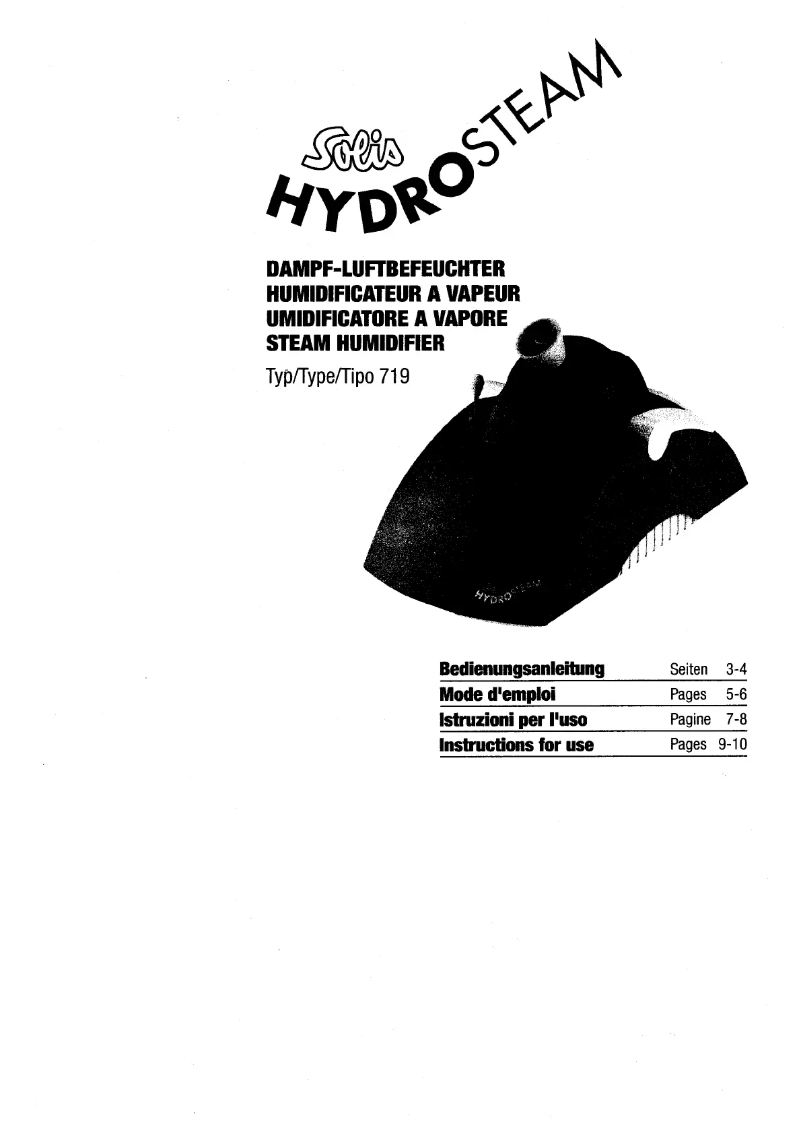 Page 1 of the manual User Manual Solis Hydro Steam 719