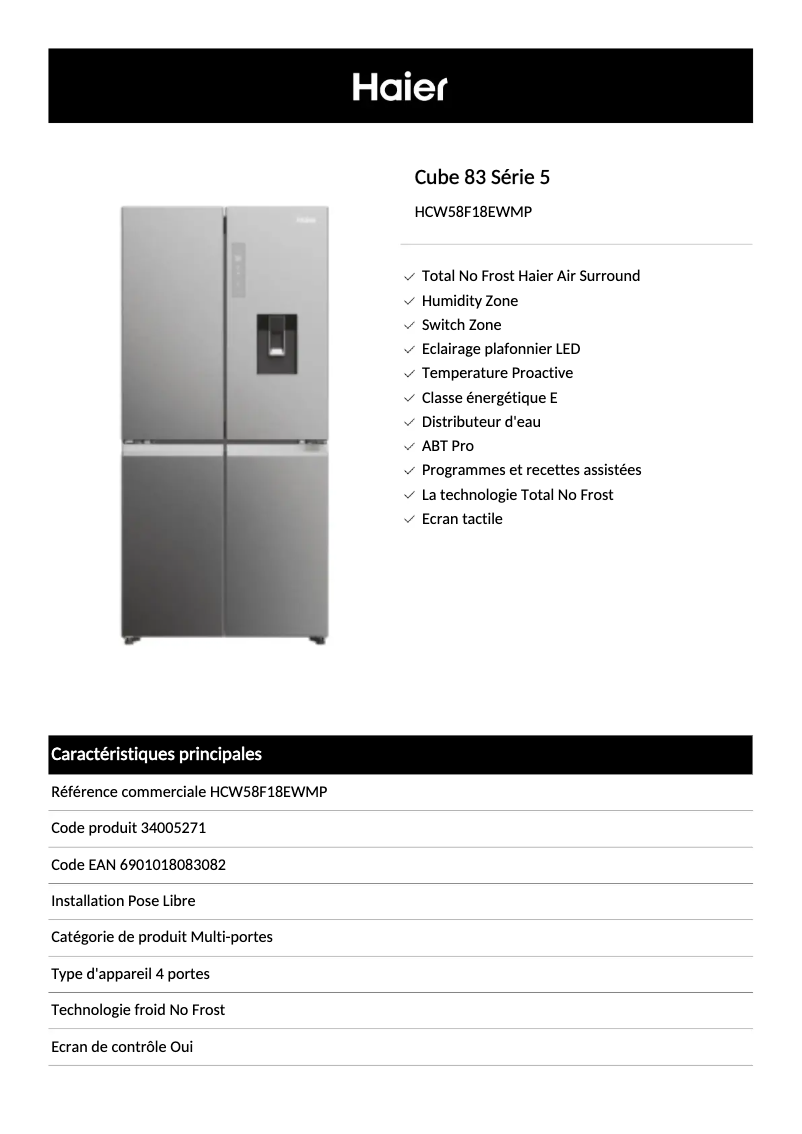 First page image of the manual for HCW58F18EWMP