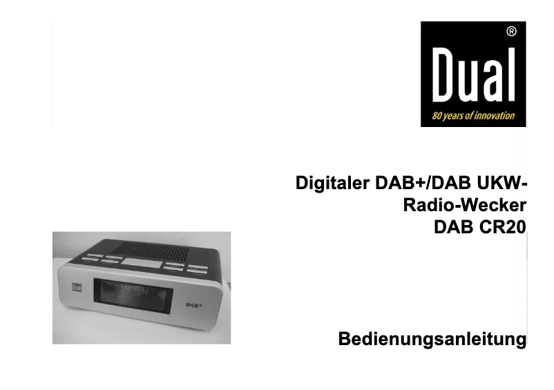 Page 1 of the manual User Manual Dual DAB CR20