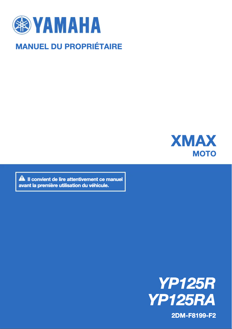 First page image of the manual for XMAX 125 (2016)