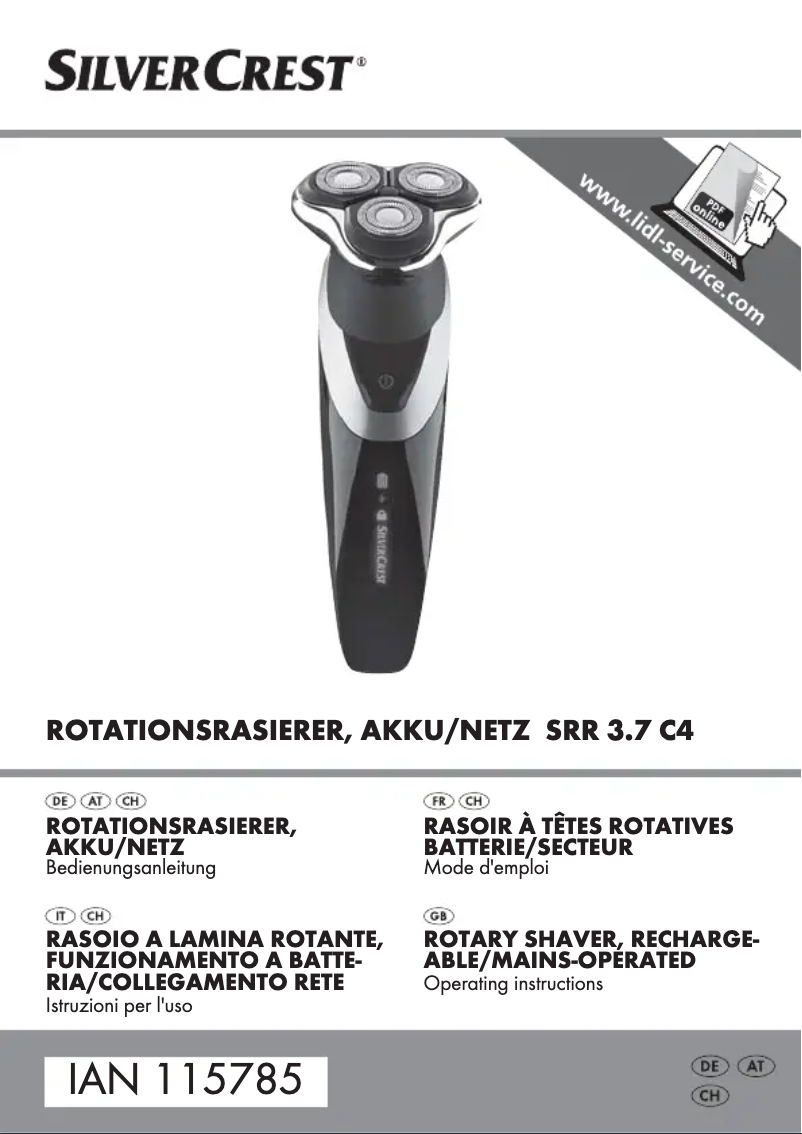 Page 1 of the manual User Manual SilverCrest SRR 3.7 C4