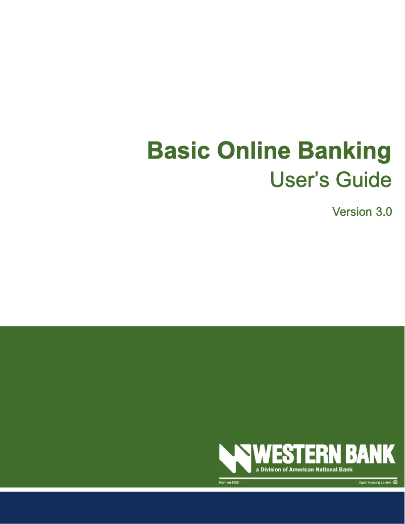 First page image of the manual for Basic Online Banking 3.0