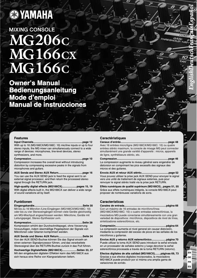 First page image of the manual for MG166C