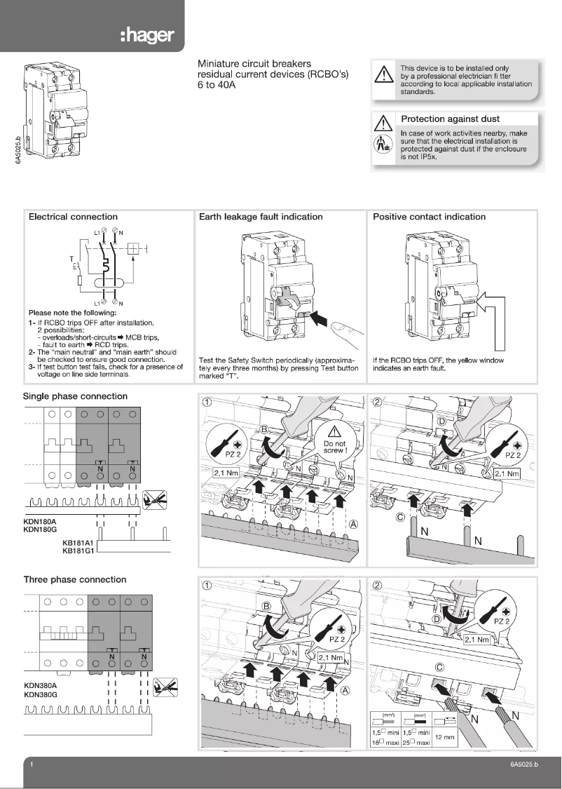 Page 1 of the manual User Manual Hager ADA920T