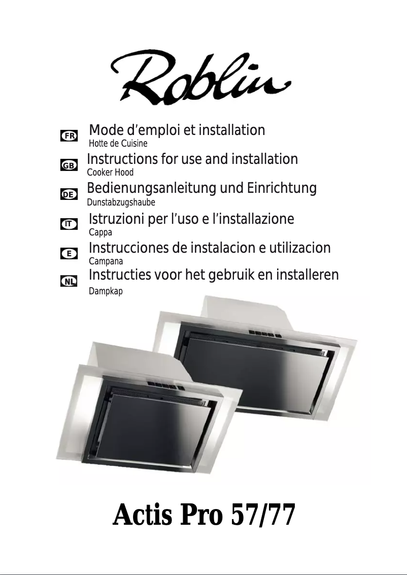 Page 1 of the manual User Manual Roblin Actis Pro 77