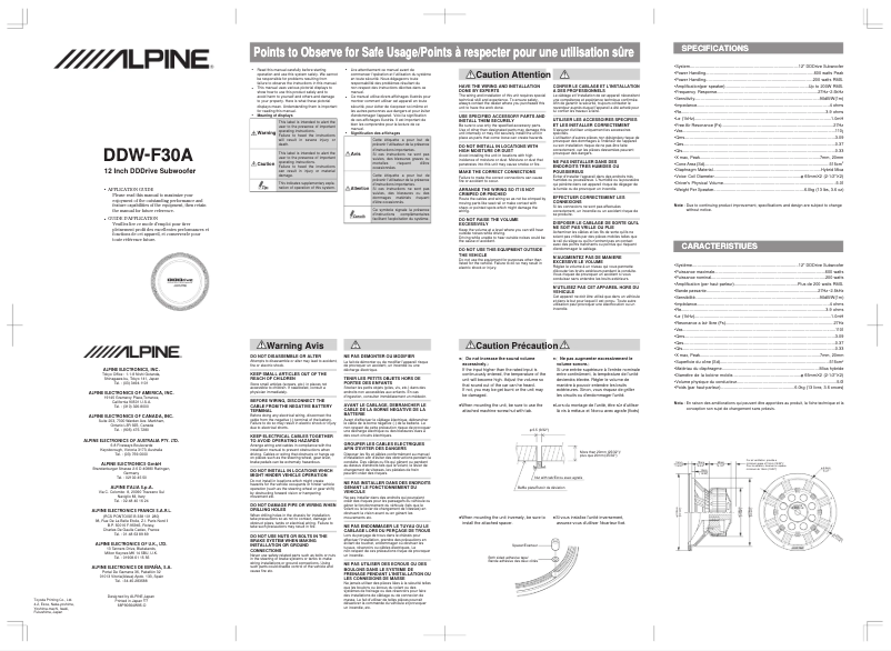 First page image of the manual for DDW-F30A