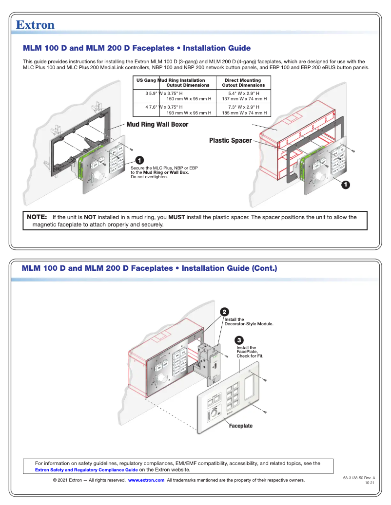 Page 1 of the manual User Manual Extron MLM 200 D