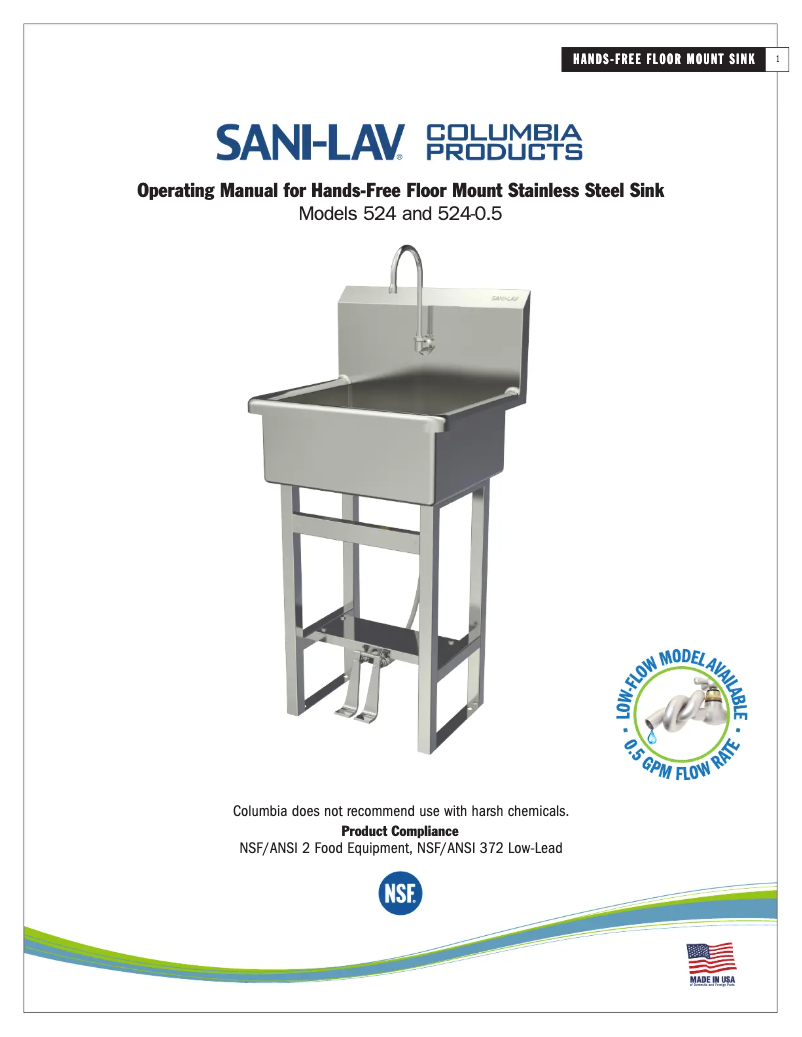 Page 1 of the manual User Manual Sani-Lav 524
