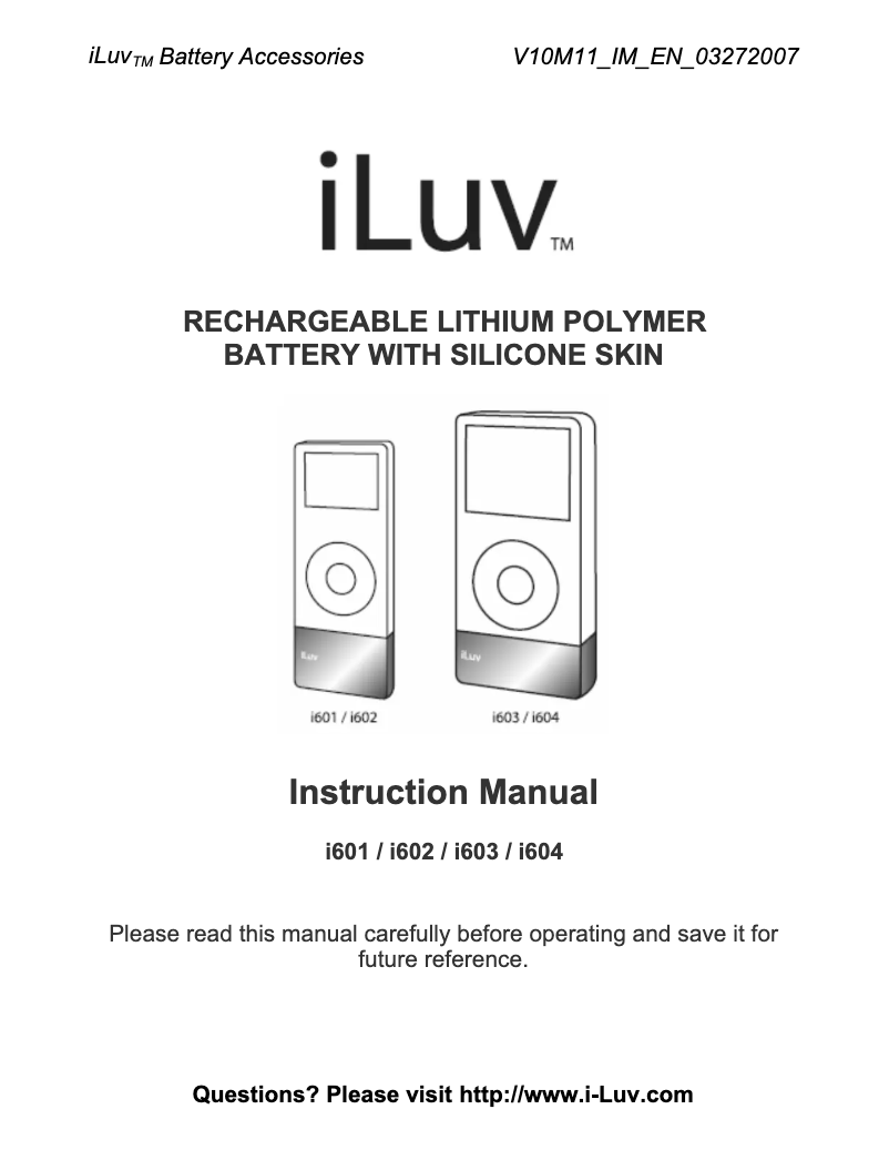 First page image of the manual for i604