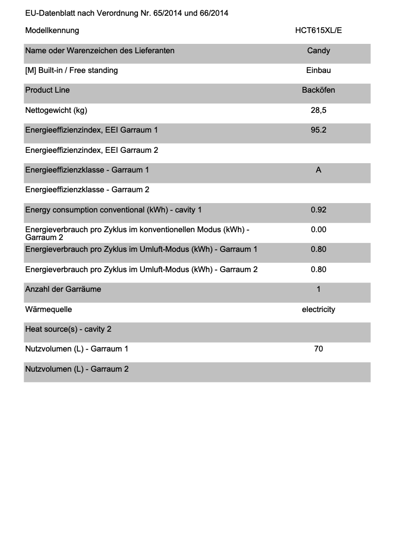 First page image of the manual for HCT615XL/E
