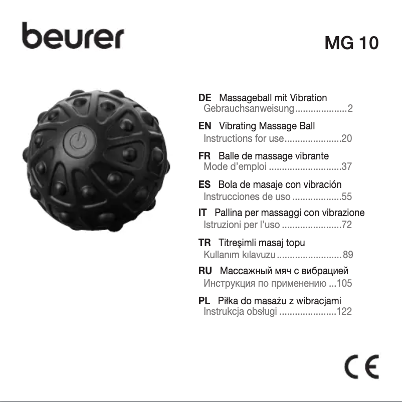 Page 1 of the manual User Manual Beurer MG 10