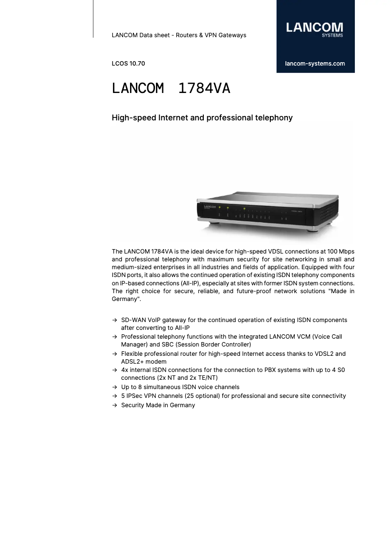 Image de la première page du manuel de l'appareil 1784VA