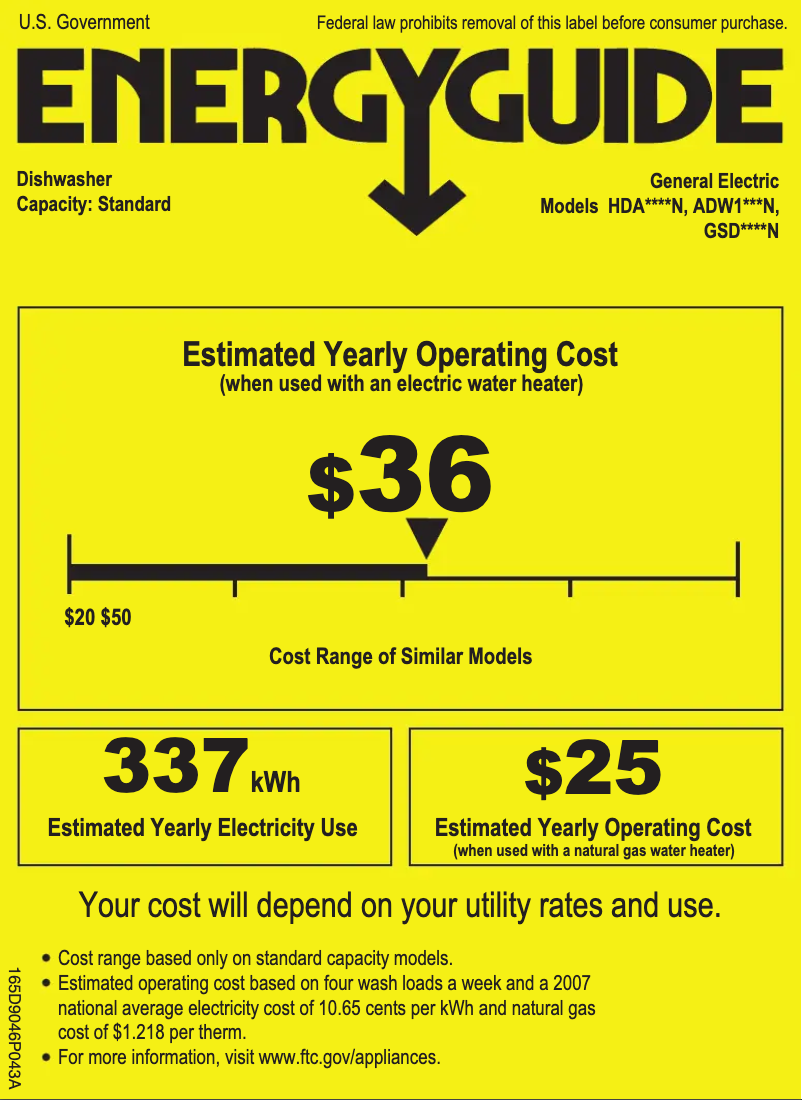 Page 1 of the manual Energy Label GE GSD2300NBB
