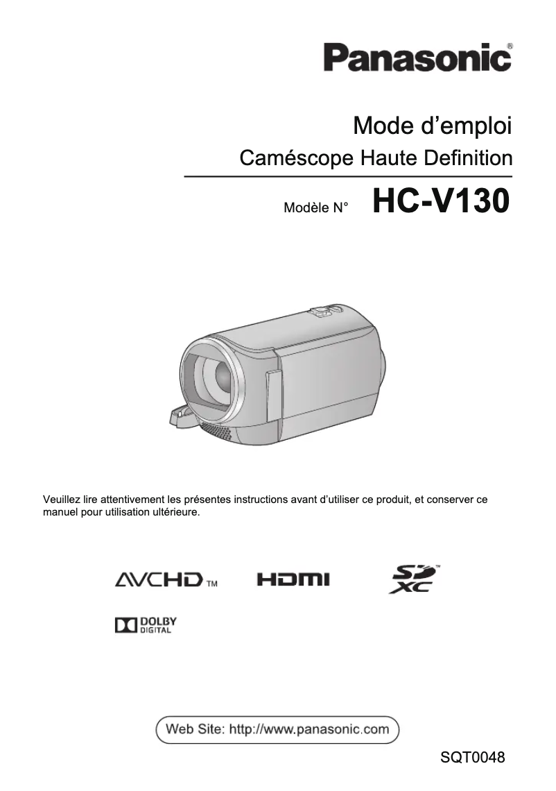 First page image of the manual for HC-V130