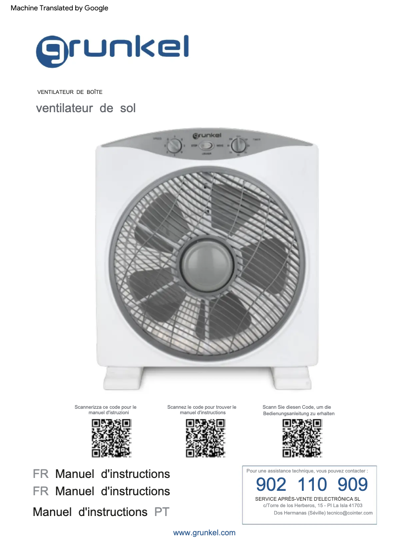 First page image of the manual for BOX FAN