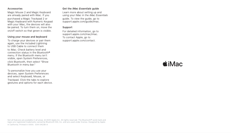 Page 1 of the manual User Manual Apple iMac 27" (2020)