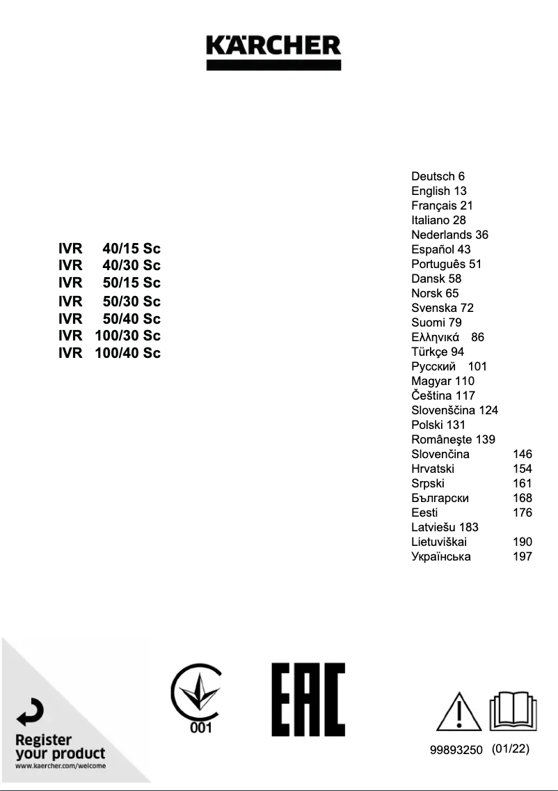 Page 1 of the manual User Manual Kärcher IVR 50/30 Sc