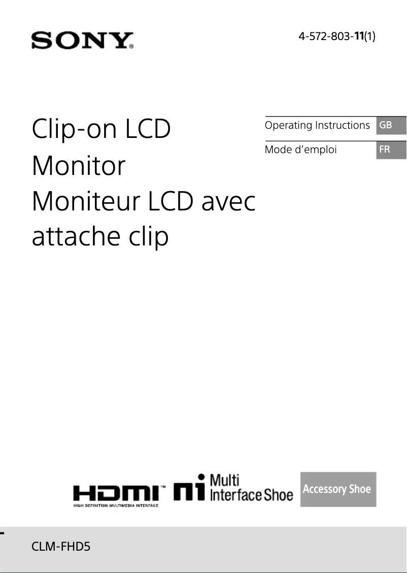 Page 1 of the manual User Manual Sony CLM-FHD5