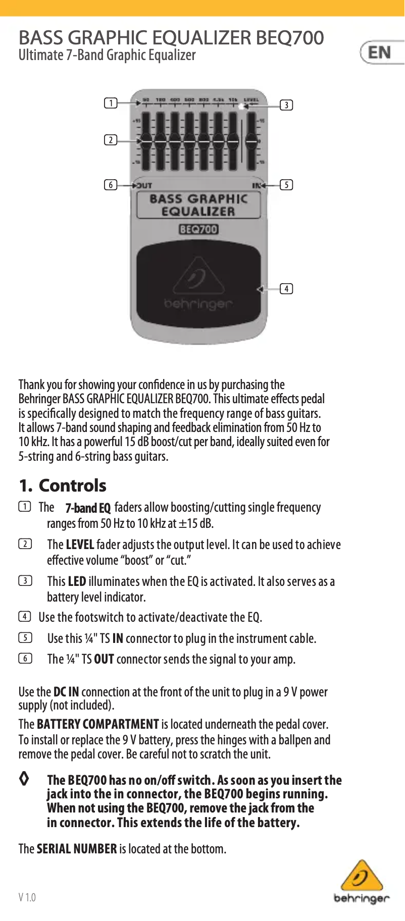 Image de la première page du manuel de l'appareil BEQ700