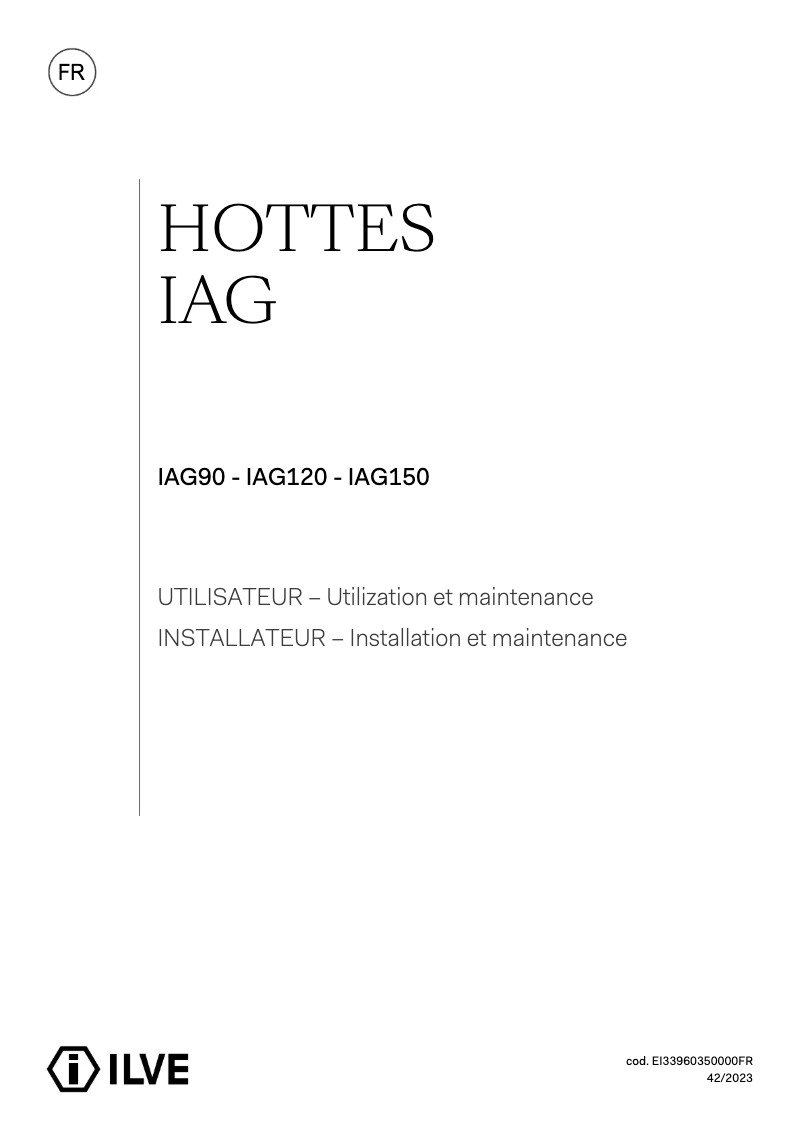 Page 1 of the manual User Manual Ilve IAG150