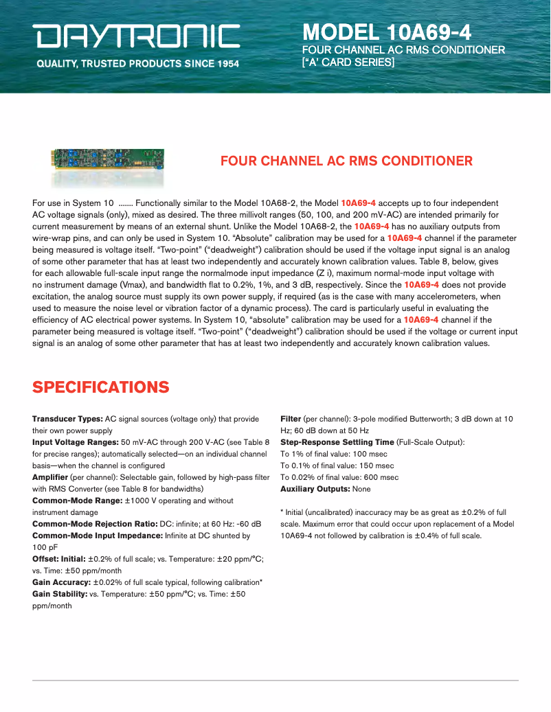 First page image of the manual for 10A69-4