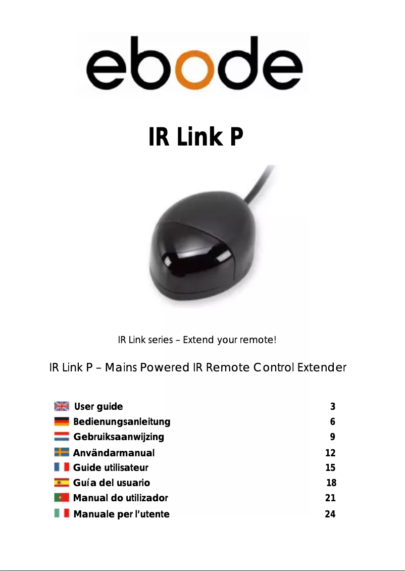 First page image of the manual for IR Link P