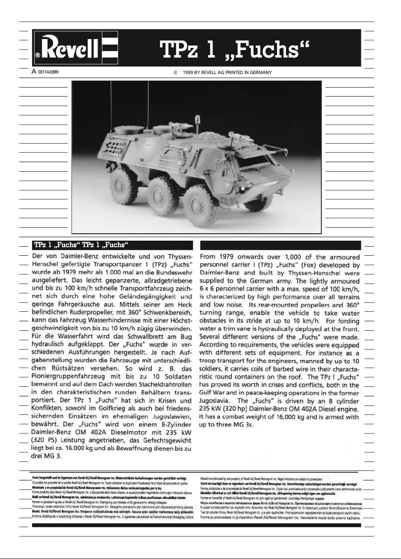 Page 1 of the manual User Manual Revell TPz 1 FUCHS A4