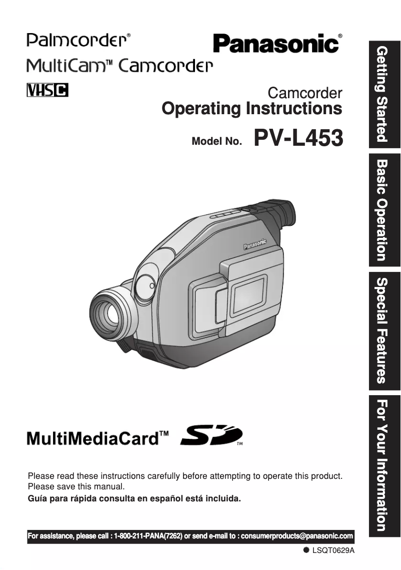 First page image of the manual for PV-L453