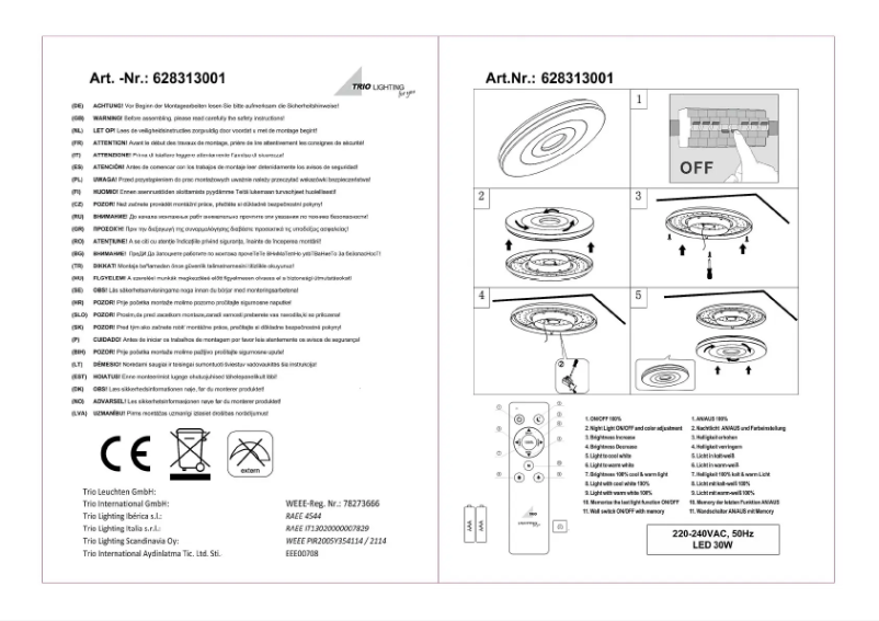 First page image of the manual for Shaolin 628313001