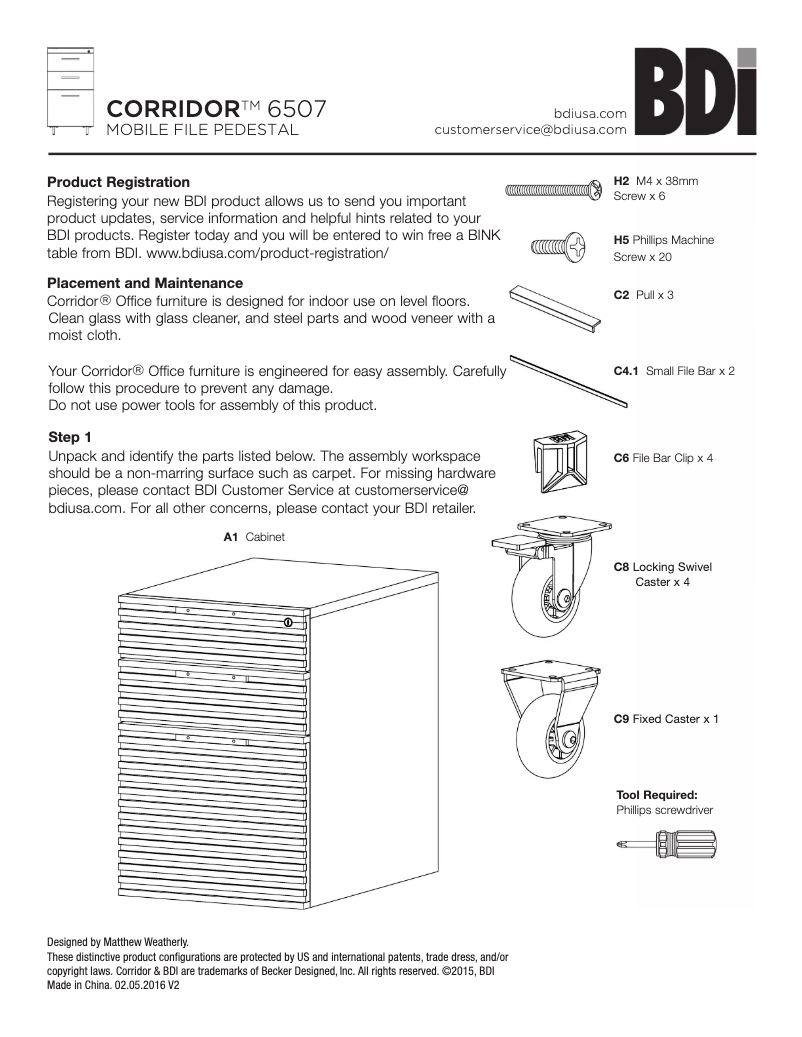 Page 1 of the manual User Manual BDI Corridor 6507
