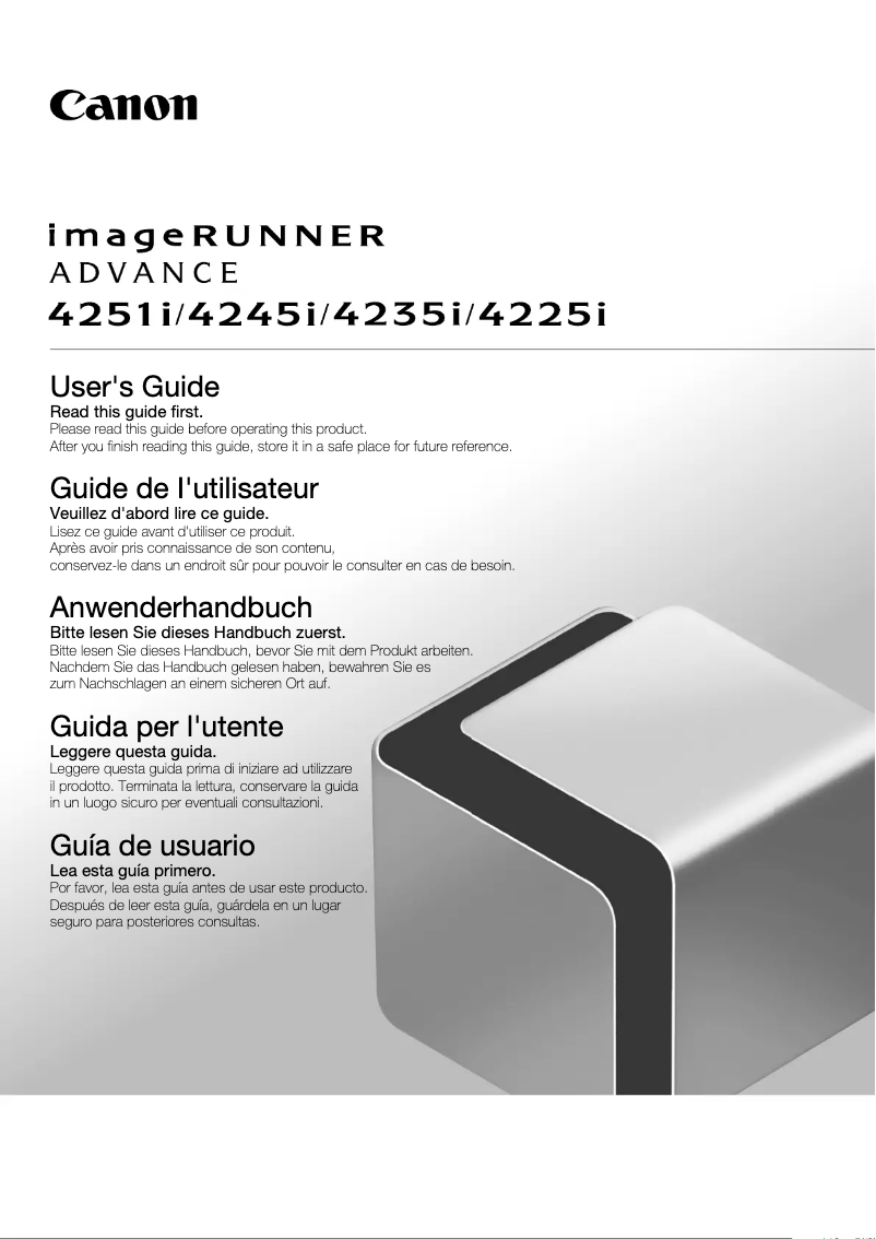 Page 1 of the manual User Manual Canon imageRUNNER ADVANCE 4235i