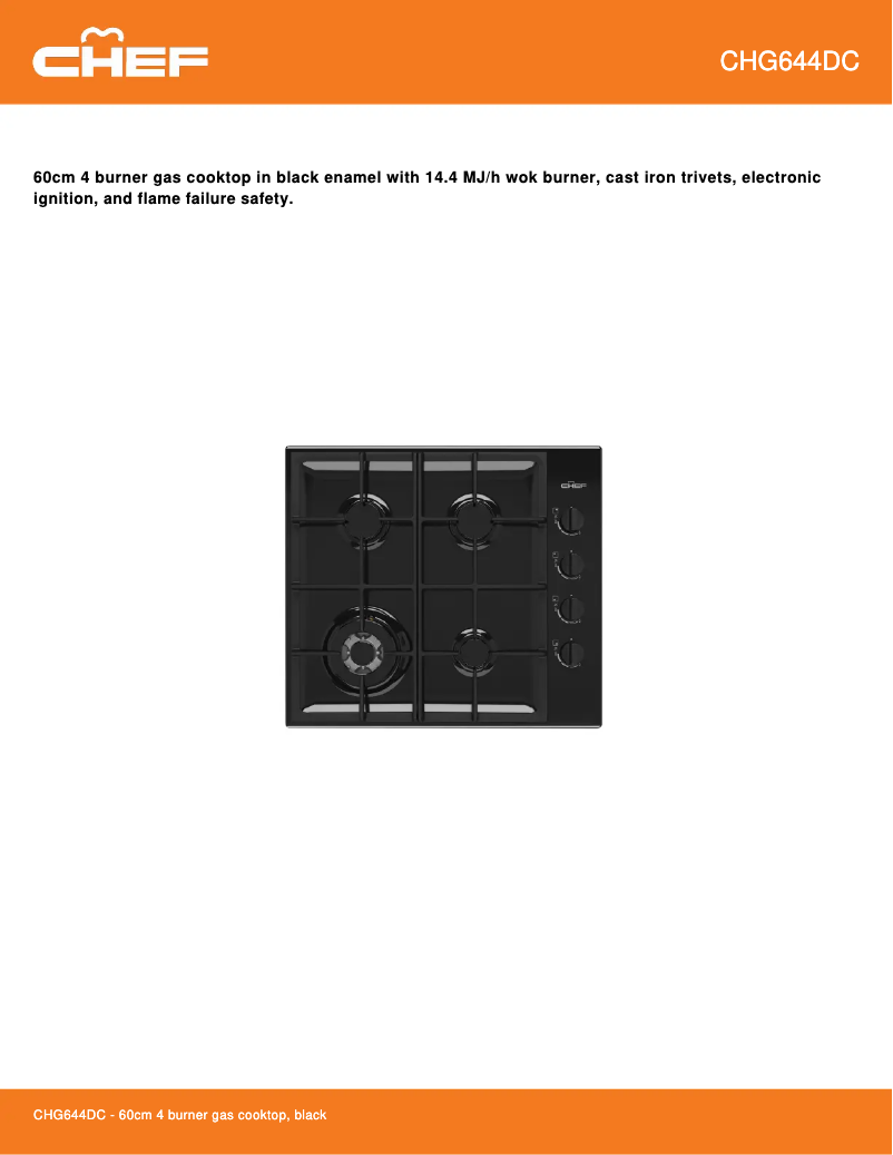 Page 1 of the manual Technical Sheet Chef CHG644DC