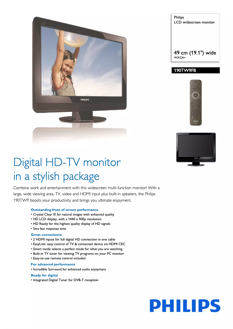 First page image of the manual for 190TW9FB