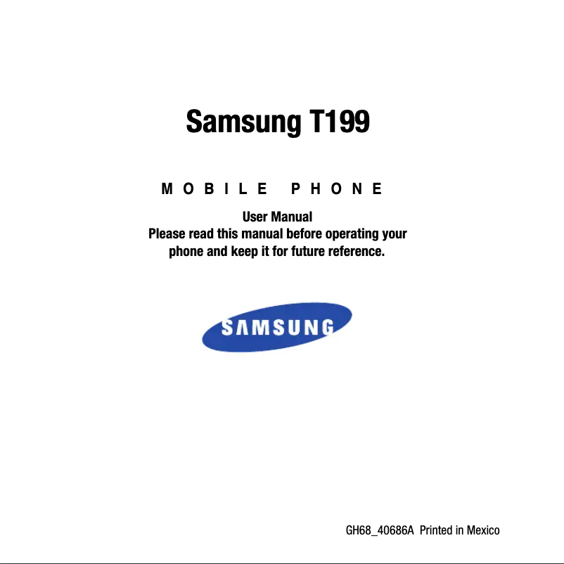 First page image of the manual for SGH-T199