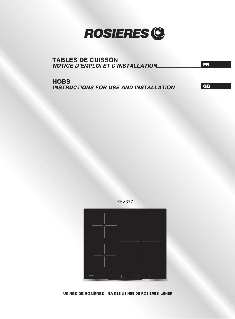 Page 1 of the manual User Manual Rosieres REZ377