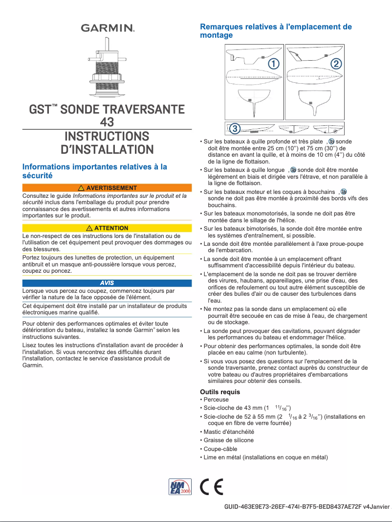 Page 1 of the manual Installation Guide Garmin GST 43