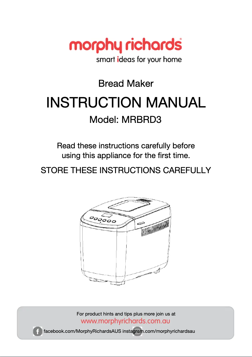 Page 1 of the manual User Manual Morphy Richards MRBRD3