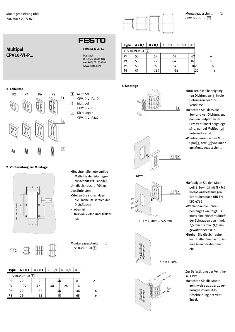 First page image of the manual for CPV10-VI-P8-1/8-C