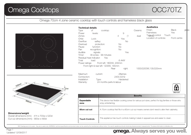 First page image of the manual for OCC70TZ