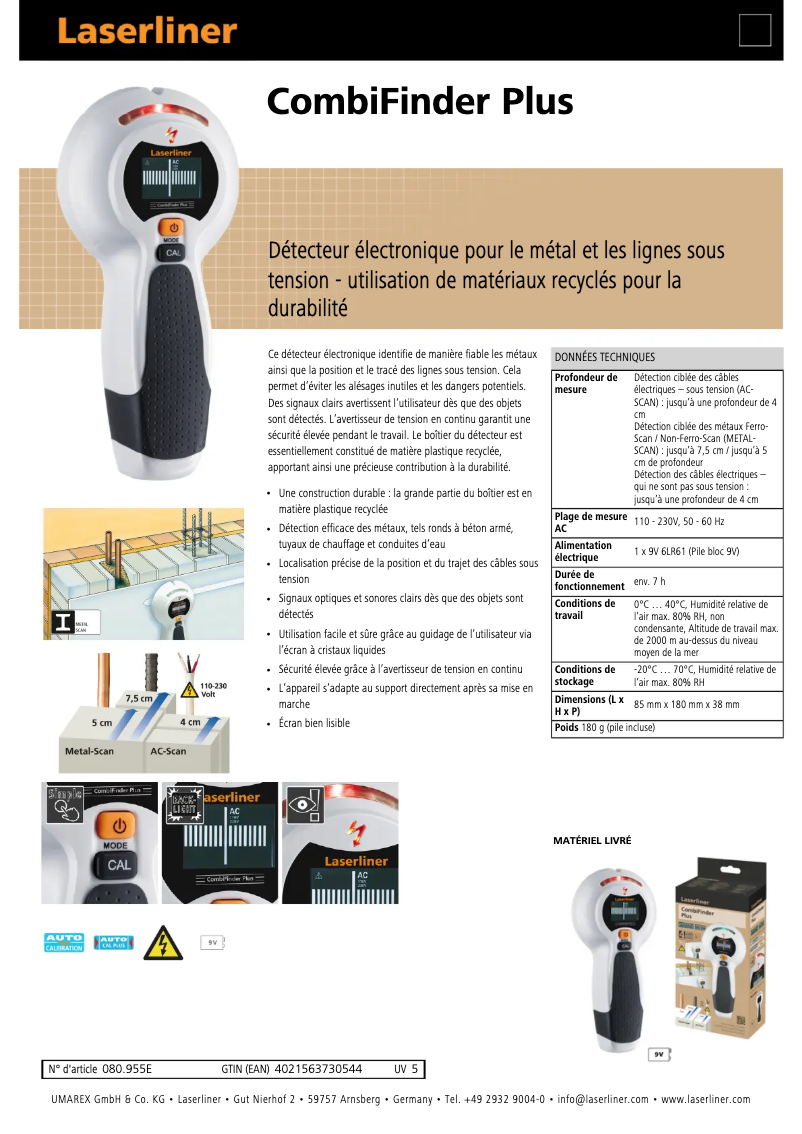 First page image of the manual for CombiFinder Plus