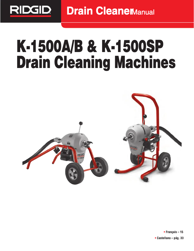 Page 1 of the manual User Manual Ridgid K-1500SP