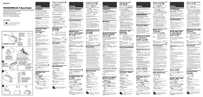 First page image of the manual for ICF-904L