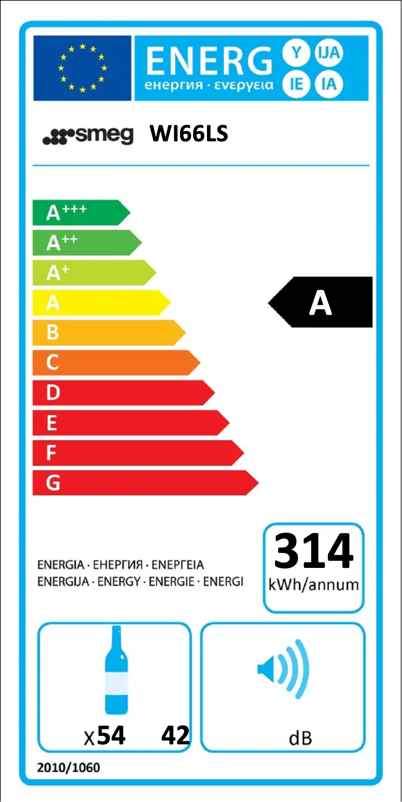 Page 1 of the manual Energy Label Smeg WI66LS