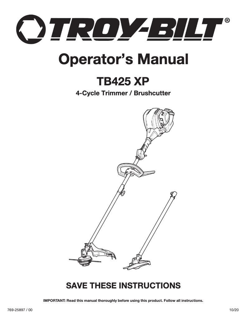First page image of the manual for TB425 XP